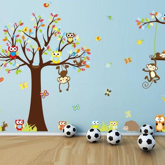 Decal Dán Tường Vườn Khỉ Vui Nhộn Cho Bé
