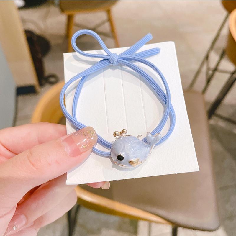 Dây cột tóc màu xanh gắn charm gốm siêu xịn họa tiết thủy cung độc đáo