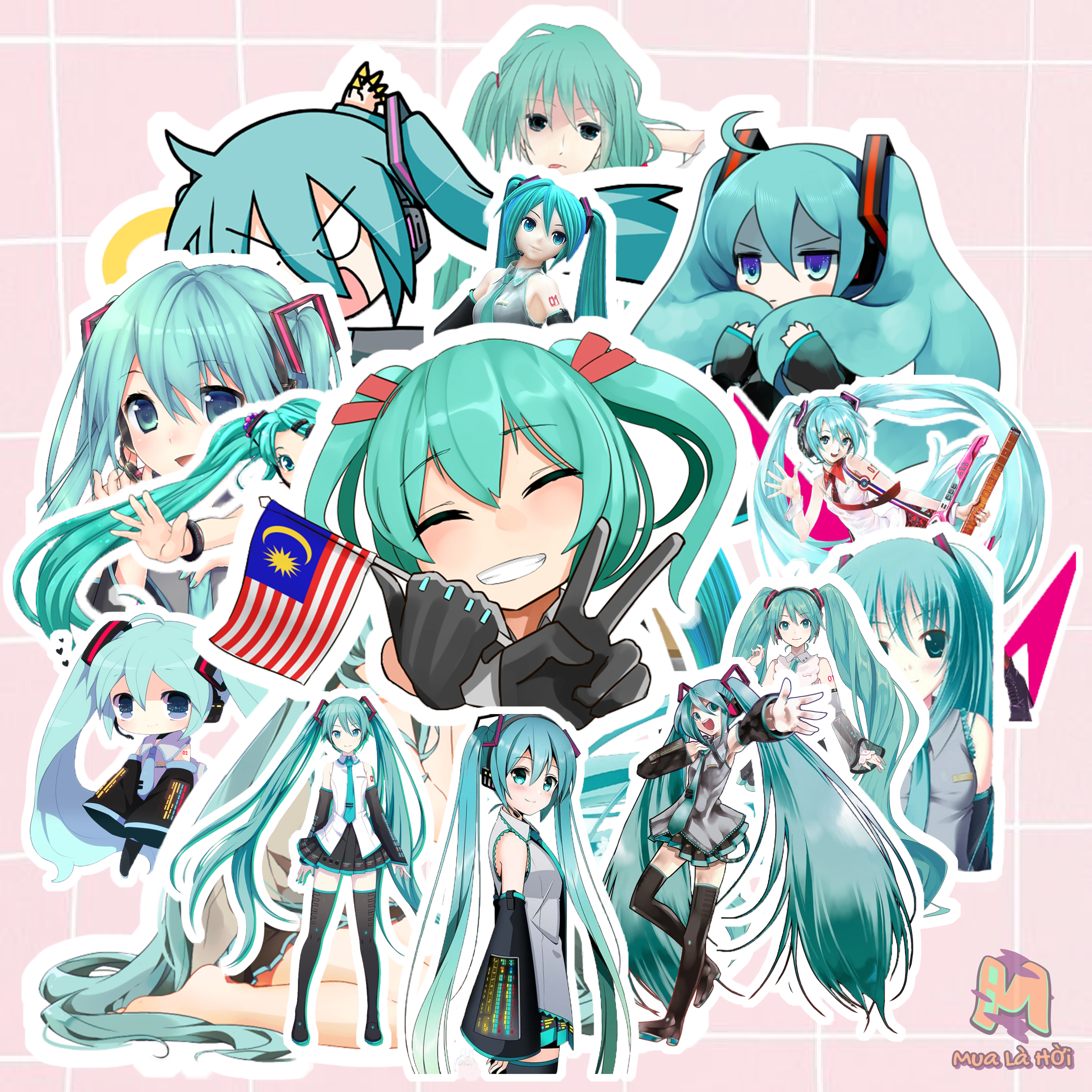 Miếng dán Stickers chủ đề Hatsune Miku