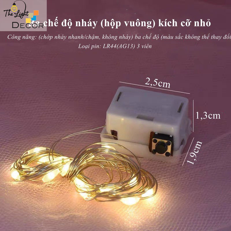 Dây Đèn Led Đom Đóm SD Pin Ánh Sáng Nhấp Nháy Trang Trí Hộp Quà, Lễ Hội Sự Kiện