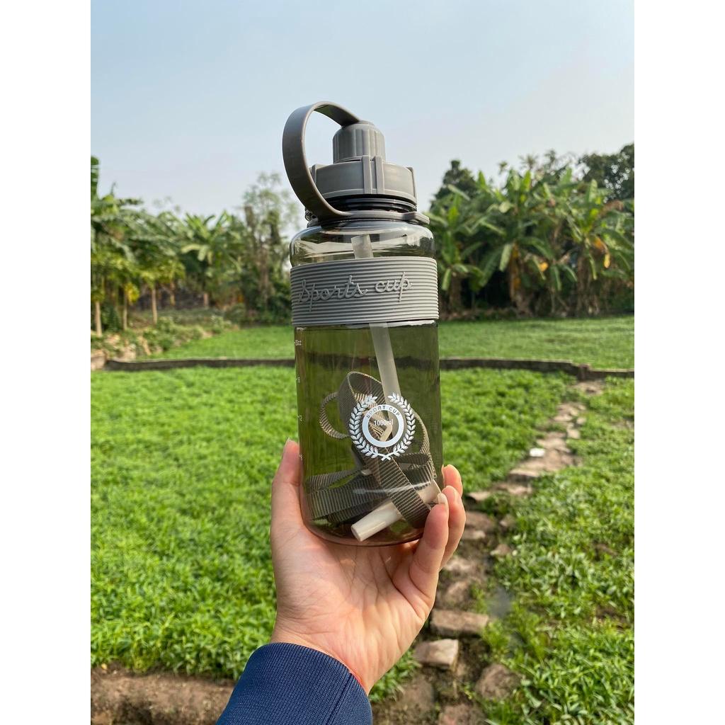 Bình Đựng Nước Sports Cup Phong Cách Thể Thao Có Ống Hút Và Dây Đeo Tiện Lợi dễ sử dụng- htshop_1