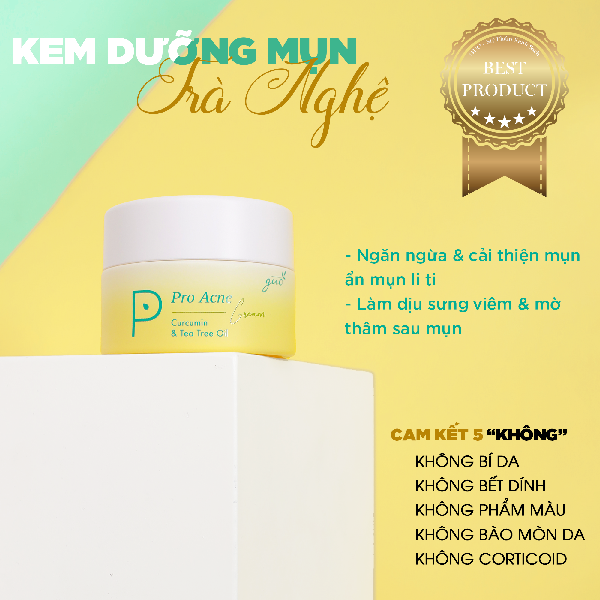 Kem mụn tràm trà nghệ GUO 30g