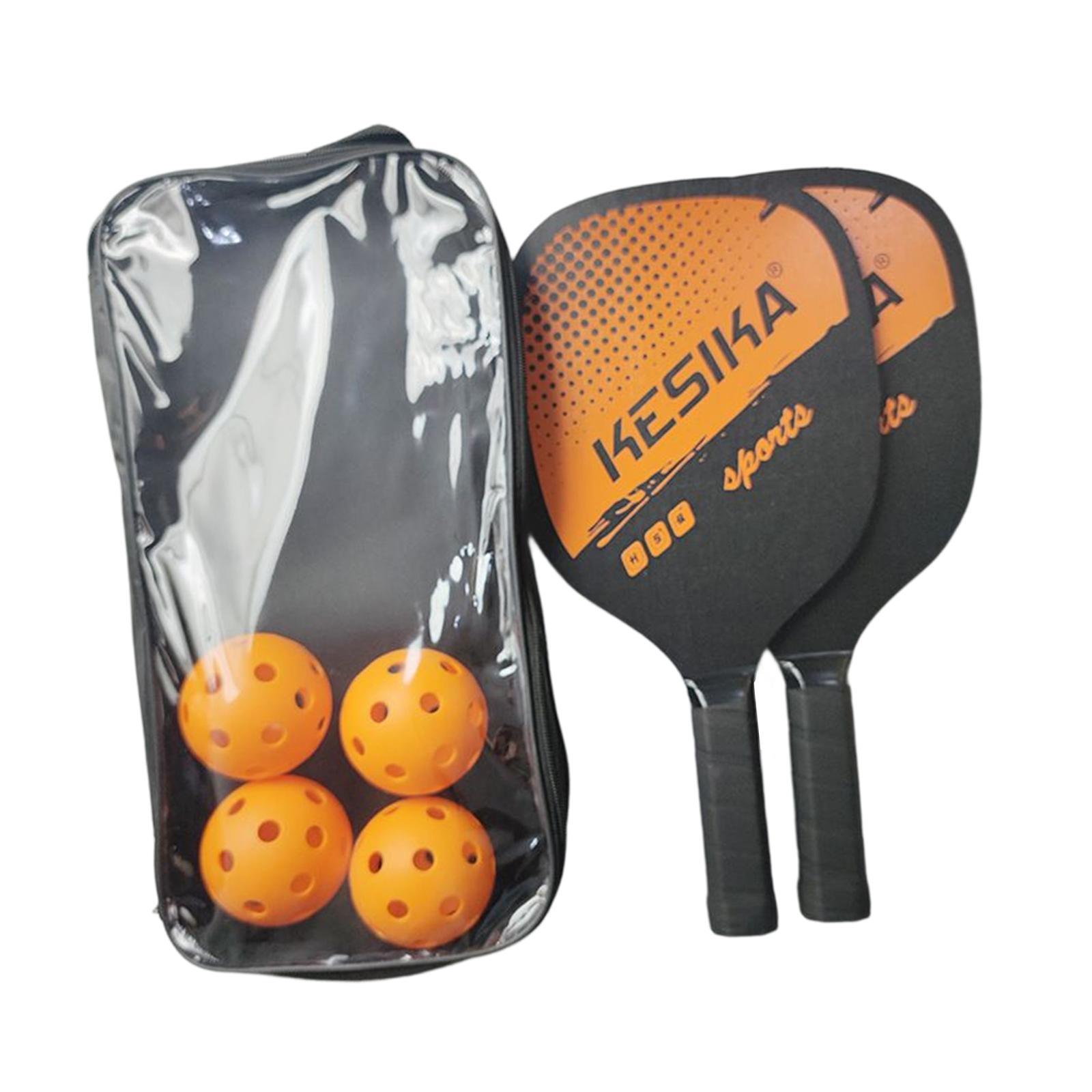 Pickleball Paddles Set Rackets Carry Bag Wood 4 Balls for Indoor Women Adults Equipment