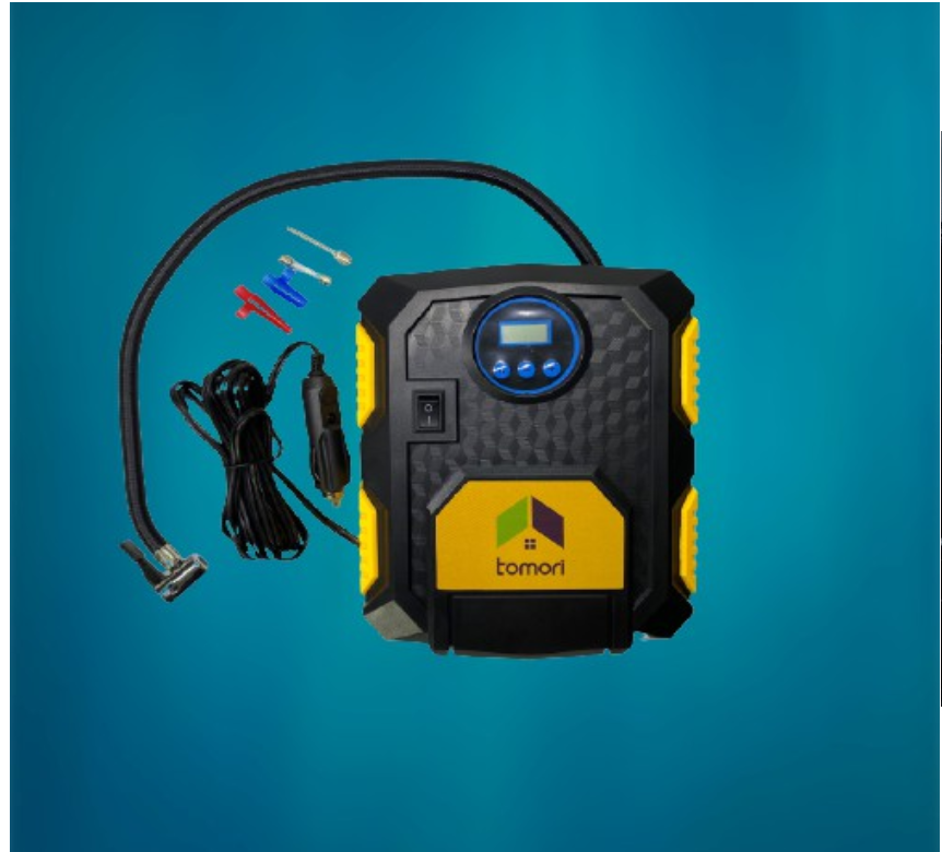 ÁY BƠM LỐP Ô TÔ TỰ NGẮT TOMORI 12V (Bảo hành 12 tháng)