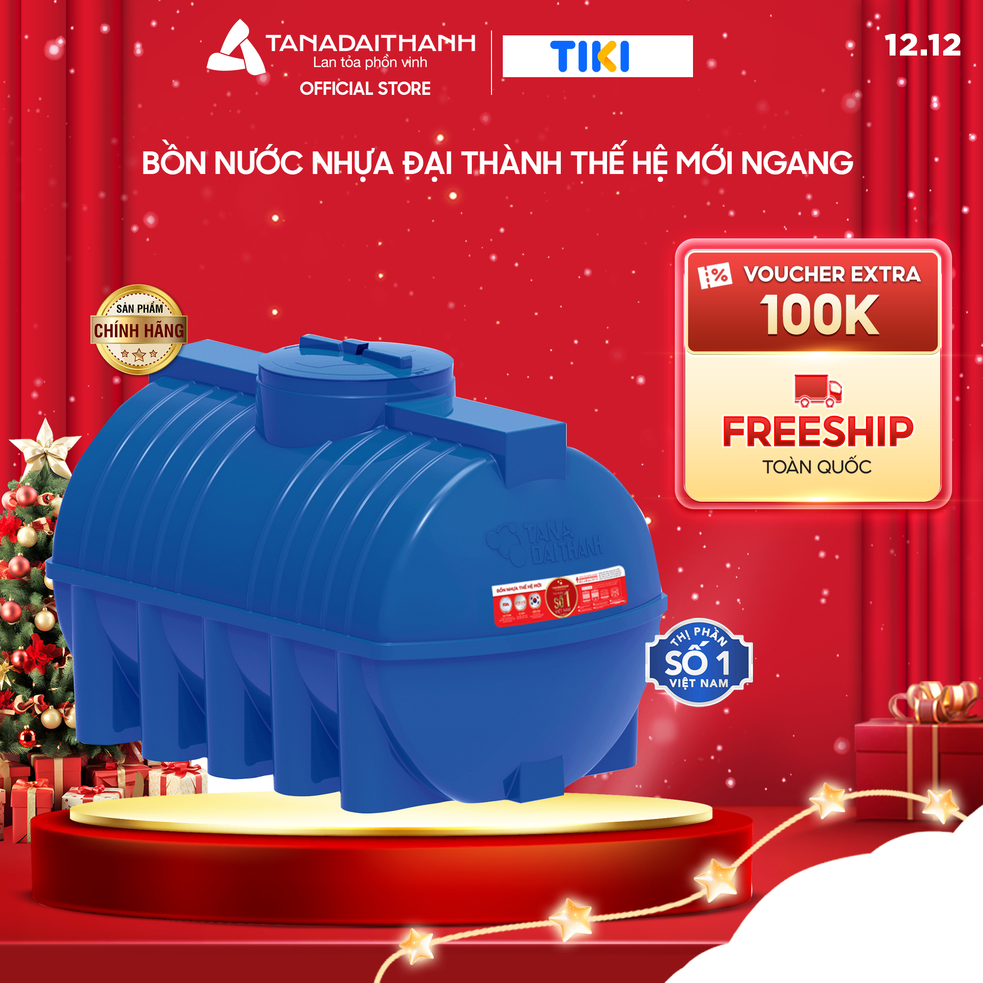Bồn nước nhựa Đại Thành Thế Hệ Mới Ngang 500L 1000L 1500L 2000L - Hàng chính hãng, bảo hành 25 năm (Chỉ bán tại khu vực miền Nam)
