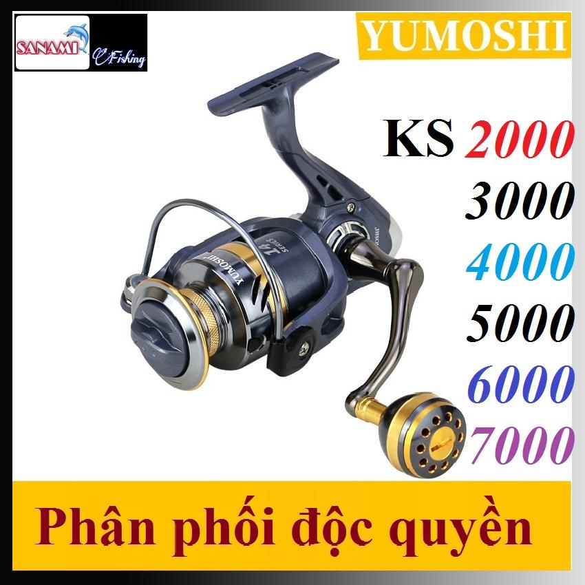 Máy Câu Cá Cao Cấp YUMOSHI KS Kim Loại - SANAMI FISHING,Cối kim loại,núm tay quay độc lạ, máy cau cá