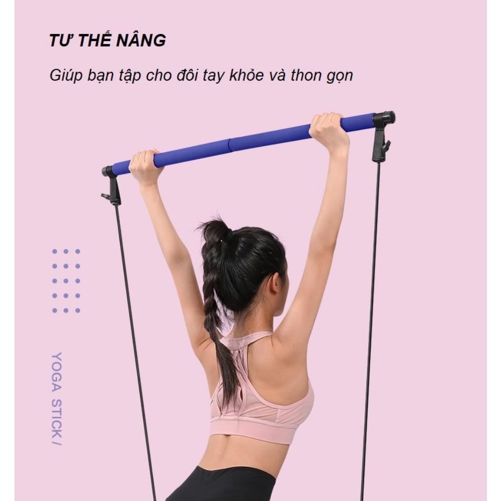 Thanh Tập Pilates Có Dây Kháng Lực Tập Tay Lưng Ngực Mông Chân Đùi Toàn Thân Đa Năng Cao Cấp