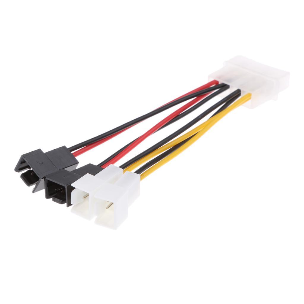 4pieces 4 Pin To Case Cooling Fan 4x 3-pin Power Speed Reduction 2x5V 2x12V