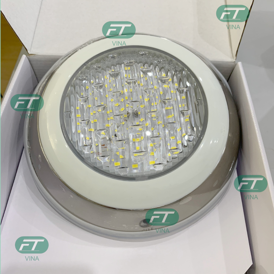 Đèn Led bể bơi 12W-12V dưới nước, vỏ ngoài Inox bo viền trắng, đèn bể cá, thẩm mỹ, trang trí ngoài trời