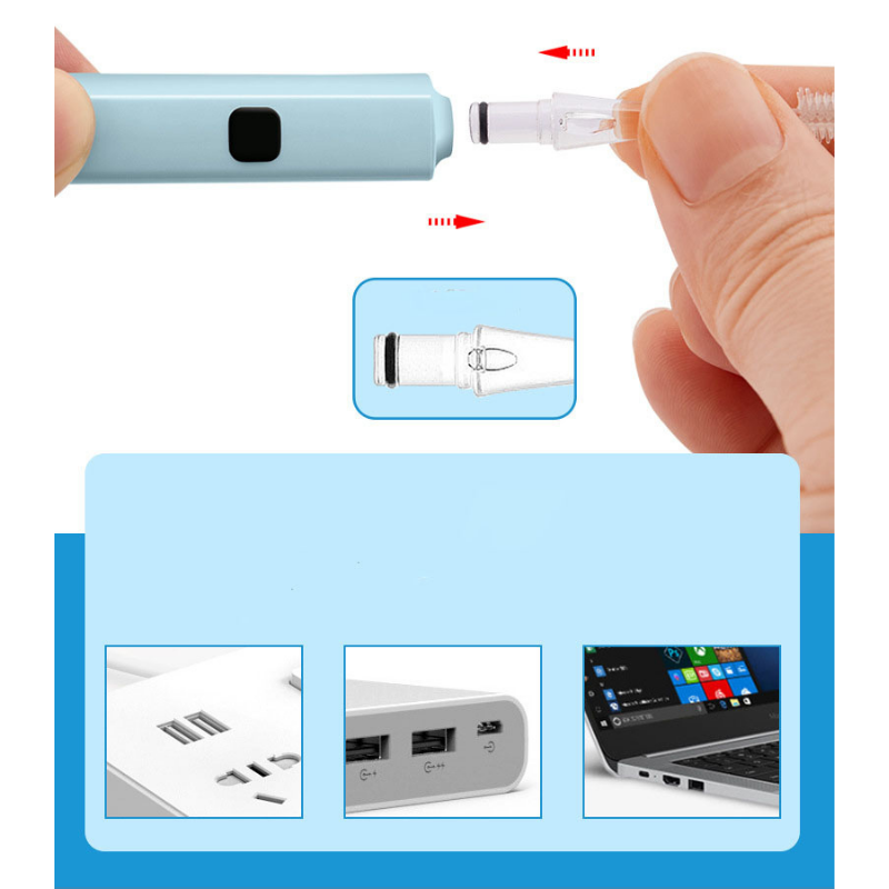 Hình ảnh Dụng cụ lấy ráy tai nhiều đầu sử dụng cổng sạc USB Có Đèn Cho Bé Cao Cấp 