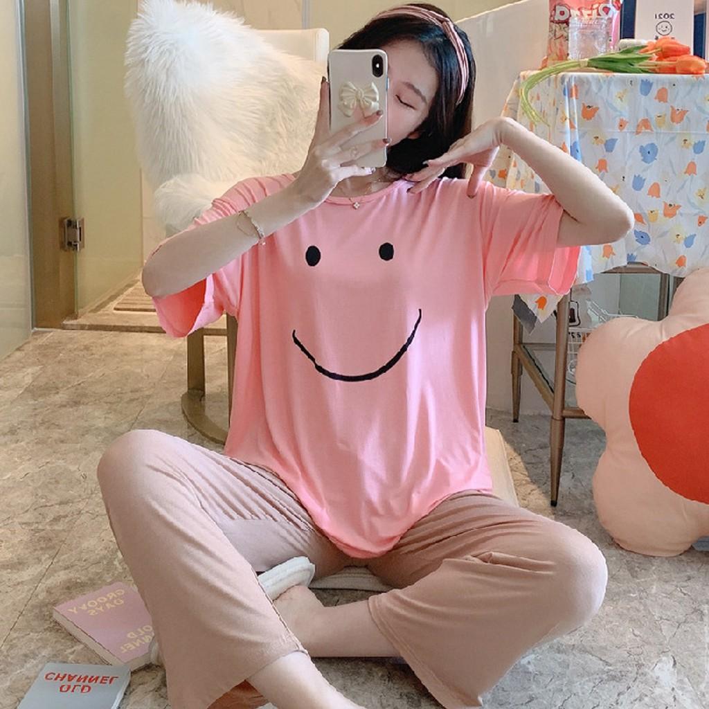 Bộ ngủ nữ mặc nhà quần dài áo cộc tay cute dễ thương chất cotton thấm hút mồ hôi cực kì tốt