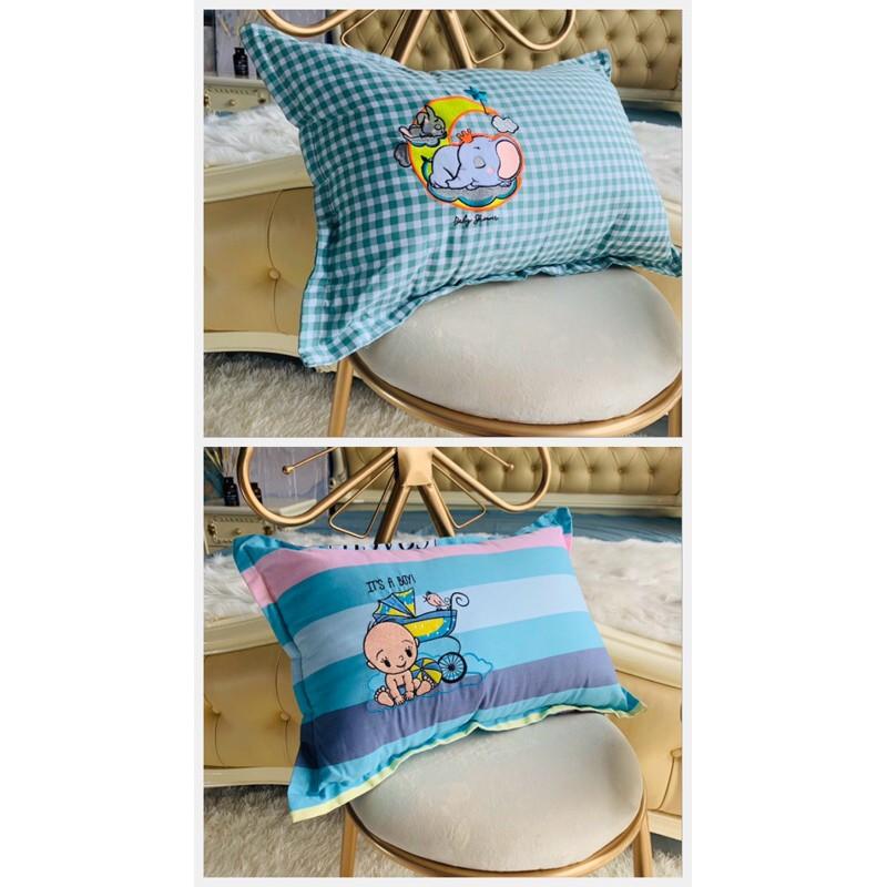 Gối cotton thêu hình ngộ nghĩnh kèm ruột 30x50cm