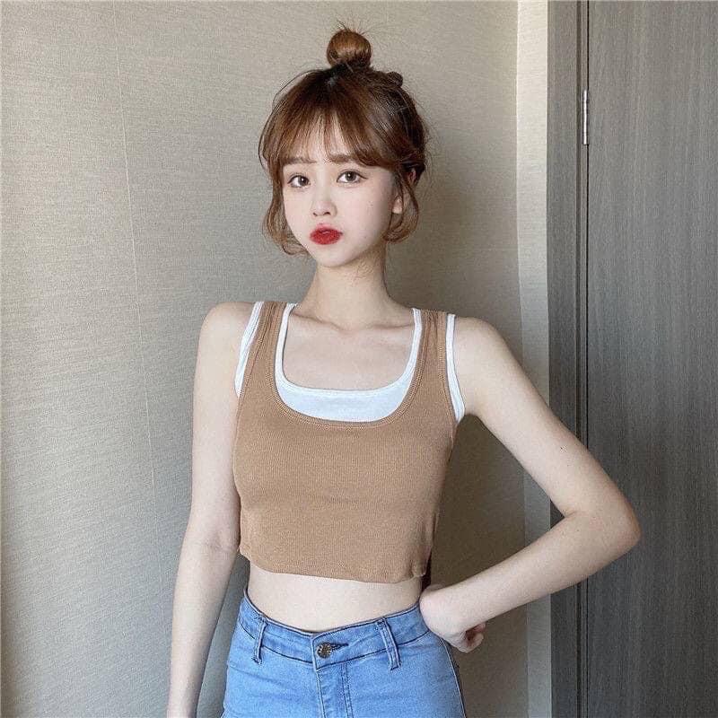 Áo ba lỗ dáng croptop có đệm ngực hàng cao cấp