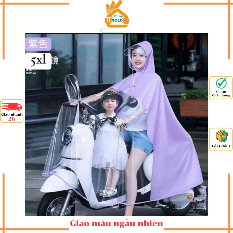 Áo Mưa Cánh Dơi Size 5XL To Dày Mẹ Con Phía Trước Trong Suốt Che Phủ Toàn Thân Kèm Kính Chắn Mưa Tiện Dụng