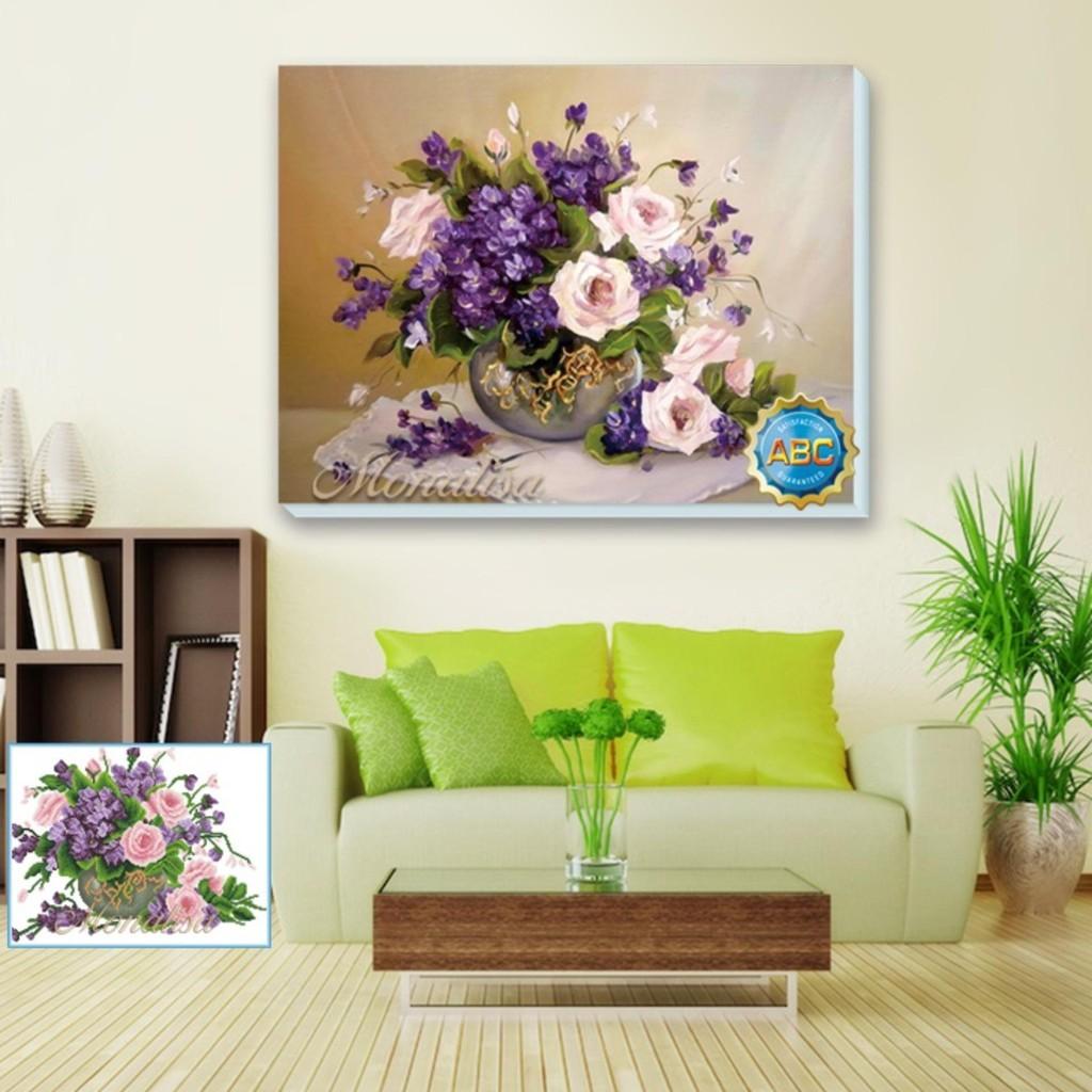 FreeShip từ 250K-Tranh đính đá Bình Hoa Nghệ Thuật Y8232 kt 60X50cm