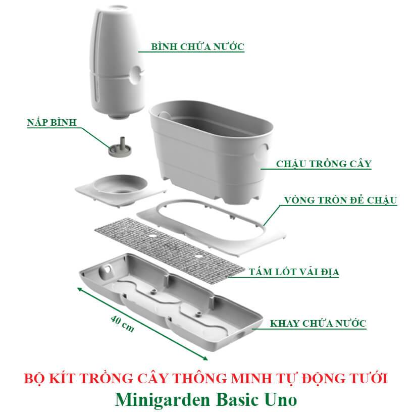 2 SET Trồng Rau Tự Dưỡng cao cấp Nhập Khẩu Bồ Đào Nha Basic dành cho người bận rộn không có thời gian tưới rau hàng ngày