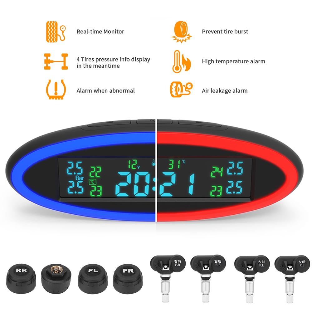 Bộ 4 cảm biến áp suất lốp xe hơi TPMS USB ACC OBD Mini có đèn LED
