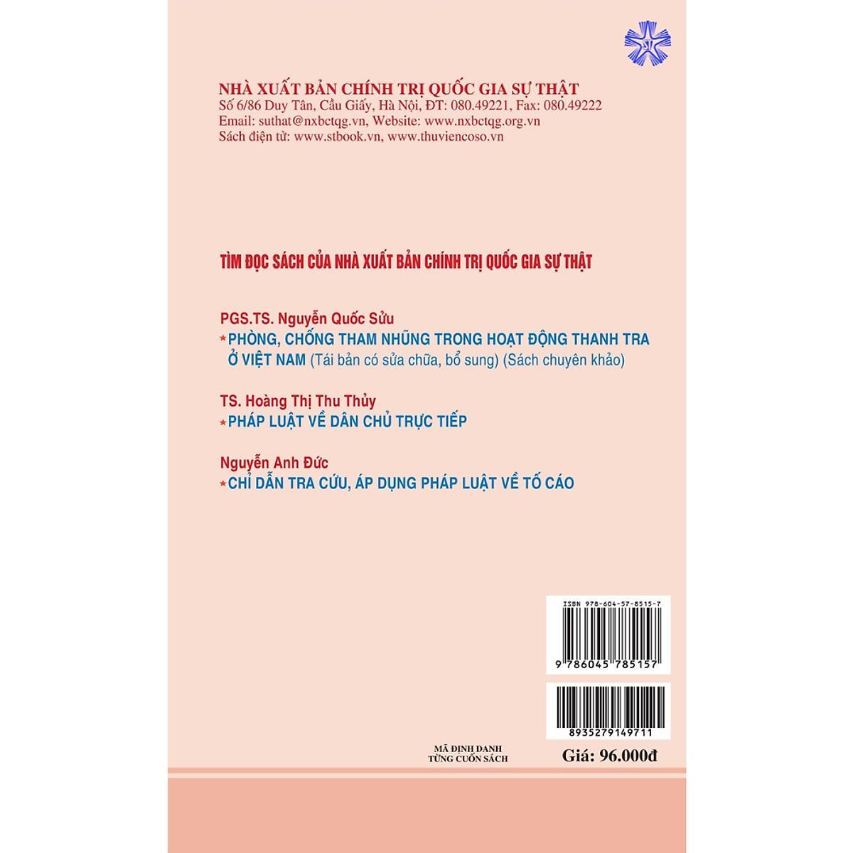 Sách - Công Tác Dân Vận Của Cơ Quan Hành Chính Trong Tiếp Công Dân, Giải Quyết Khiếu Nại, Tố Cáo - NXB Chính Trị Quốc Gia