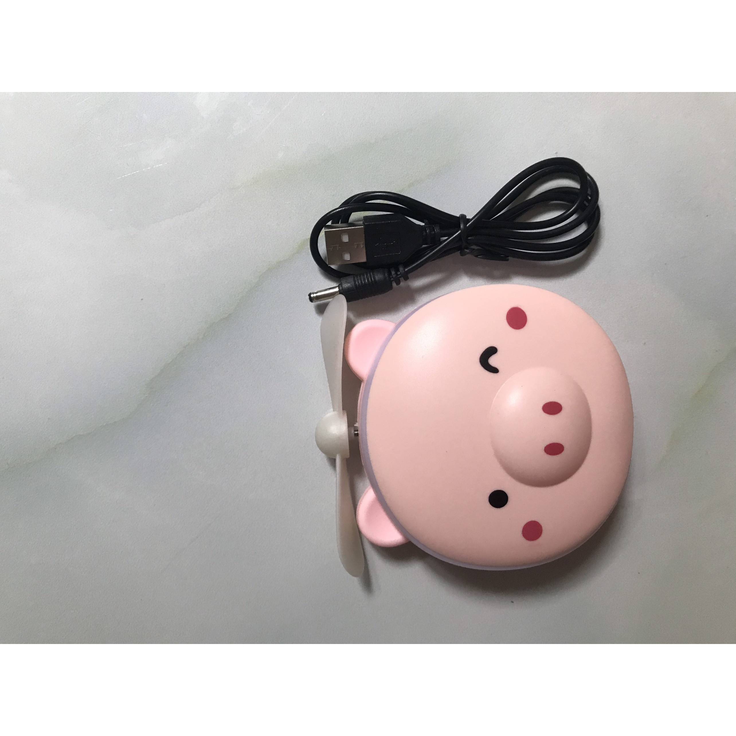 Quạt sạc mini hình heo hồng - tích hợp gương trang điểm, đèn led và quạt - kiểu dáng dễ thương, nhỏ gọn – dễ dàng mang theo