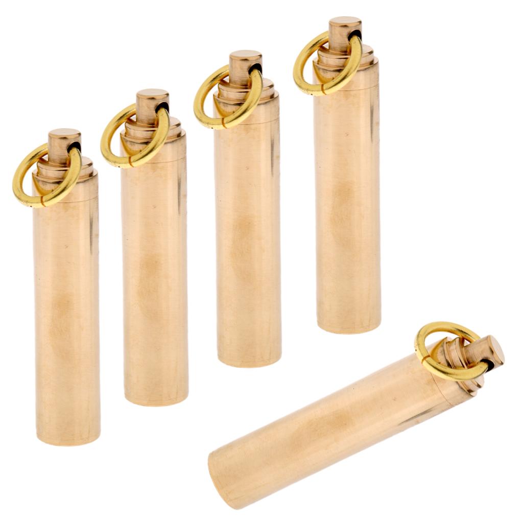 Bộ 5 Hộp Đựng Thuốc Viên Bỏ Túi Bằng Hợp Kim Titan Chống Thấm Nước  - Màu đồng