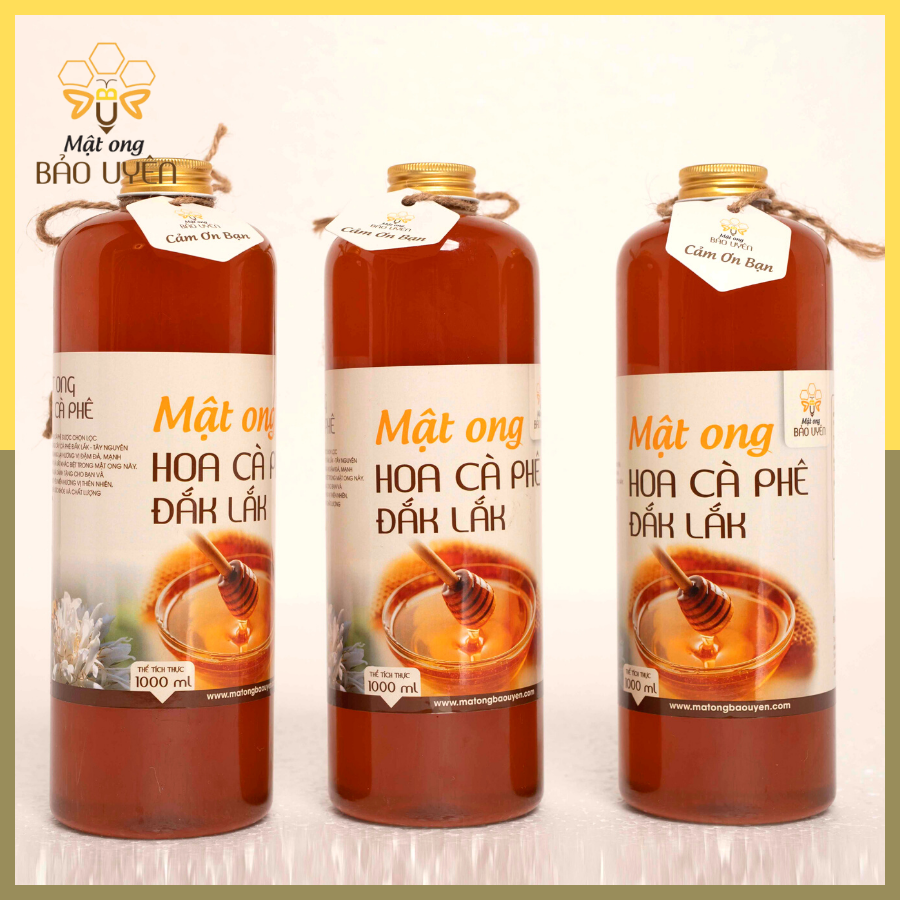 Combo 3 Lít Mật Ong Hoa Cà Phê Nguyên Chất Bảo Uyên Chống Oxy Hóa Tăng Cường Sức Đề Kháng