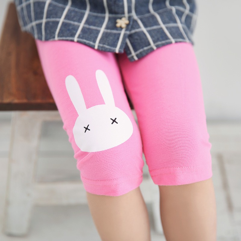 (Hàng đẹp video) Quần legging lửng quần thun lửng cotton quần ngố bé gái 2-8 tuổi chú thỏ chất siêu nhẹ mát