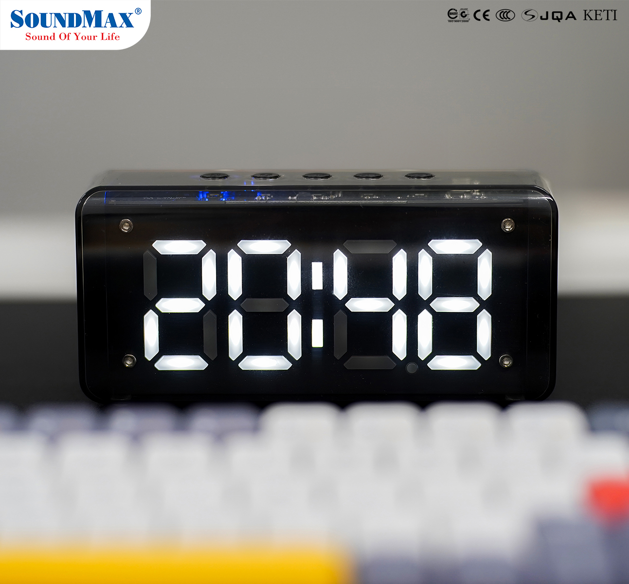 [Hàng Chính Hãng] Loa bluetooth kiêm đồng hồ báo thức SoundMax AT-100 | AT100 với thiết kế hiện đại - Loa nghe nhạc bluetooth - Đồng hồ điện tử trang trí bàn làm việc