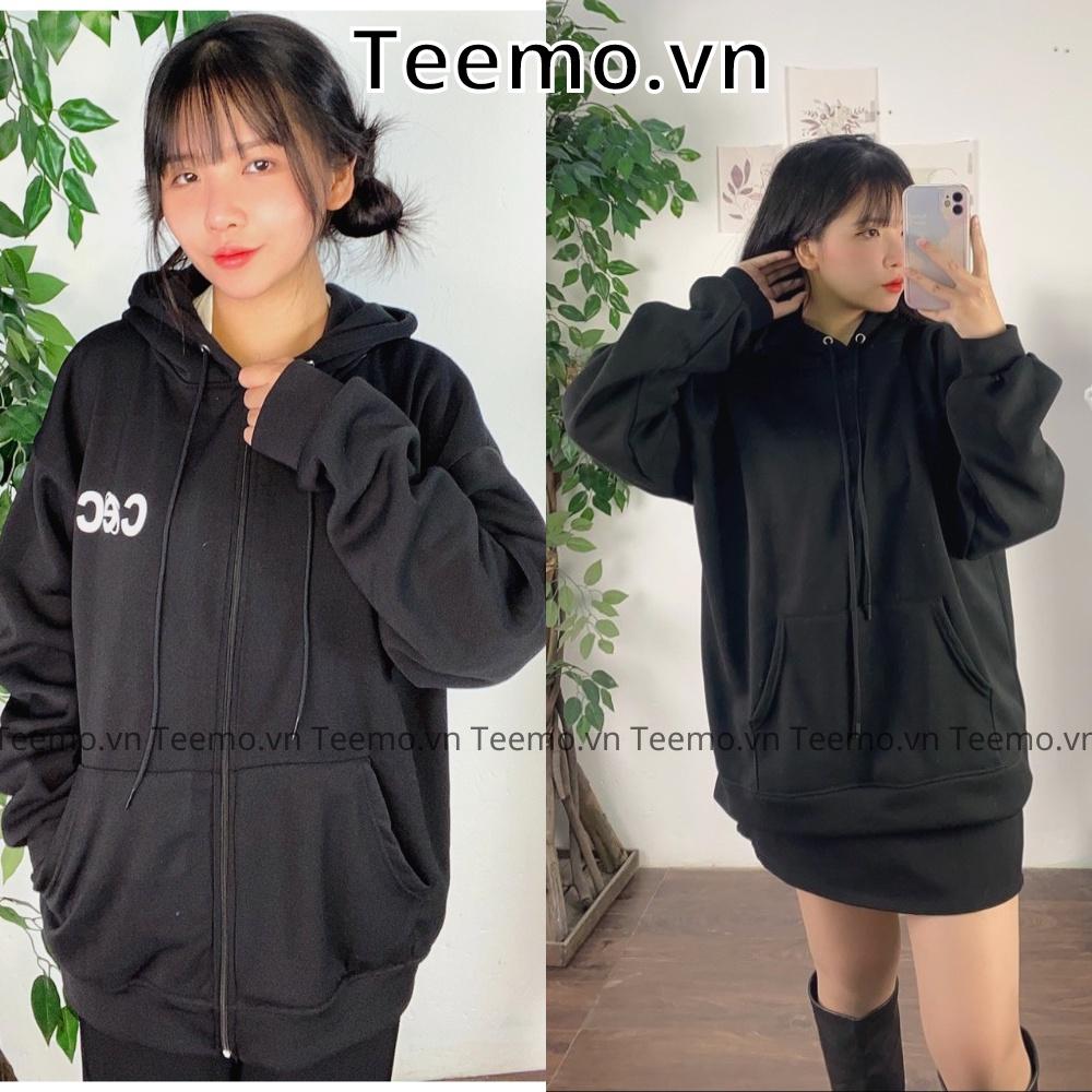 Áo khoác hoodie zip nỉ bông dày form rộng nam nữ có mũ khóa kéo đẹp nhiều mẫu trơn unisex HZ01 - Be trơn HZT