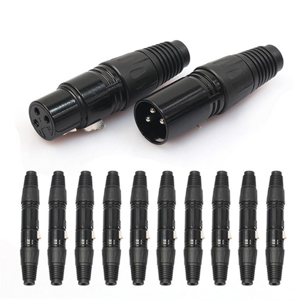 10 Pairs XLR 3Pin Microphone Cable Connector 10 Male + 10 Female Plug Cable Connector Microphone Audio Socket