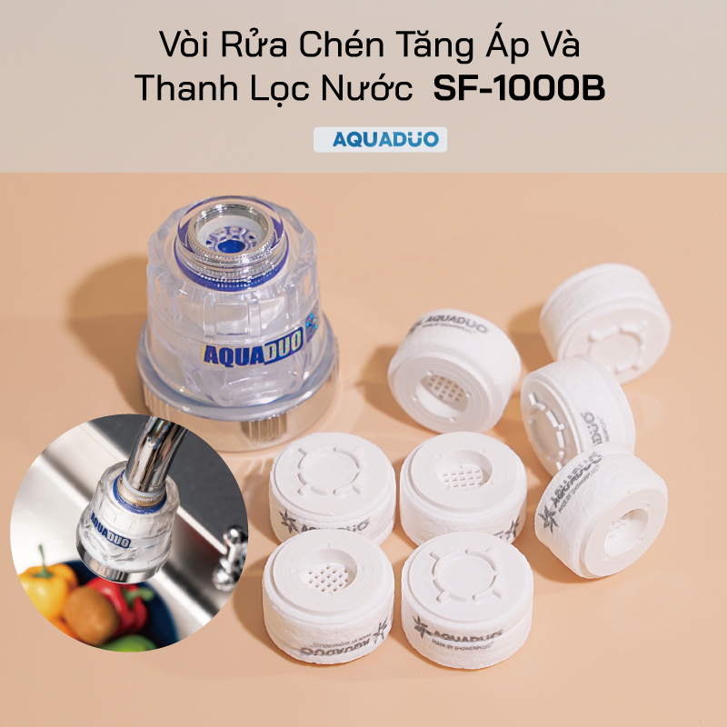 Combo Vòi rửa chén + 8 Thanh lọc nước AquaDuo SF-1000B