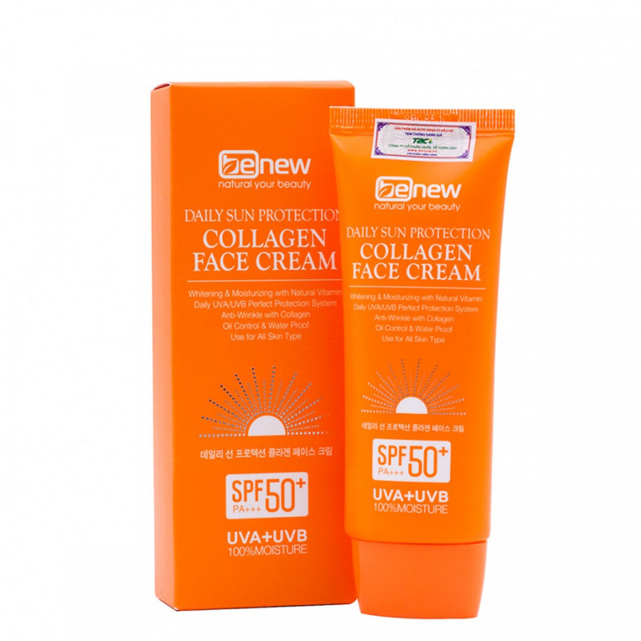 Kem chống nắng lót nền trang điểm dành cho da khô - Benew Daily Sun Protection Collagen Face Cream 70ml