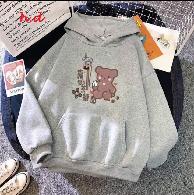 Áo hoodie gấu nâu trà sữa HDV876