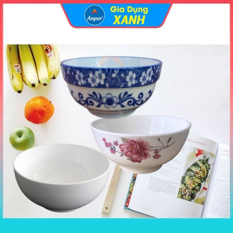 Bộ 2 bát sứ 3 tô sứ bầu dày Size 20cm  18cm   15cm  ANPER cao cấp phong cách nhật hàn  tô sứ lớn tô ăn phở tô sứ lớn tô ăn cơm bát lớn bát phở bát sứ