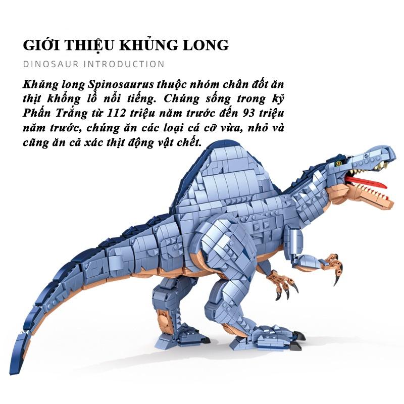 Đồ chơi Lắp Ráp Khủng Long Bạo Chúa ăn thịt, Panlos 611008 Spinosaurus, Xếp hình thông minh