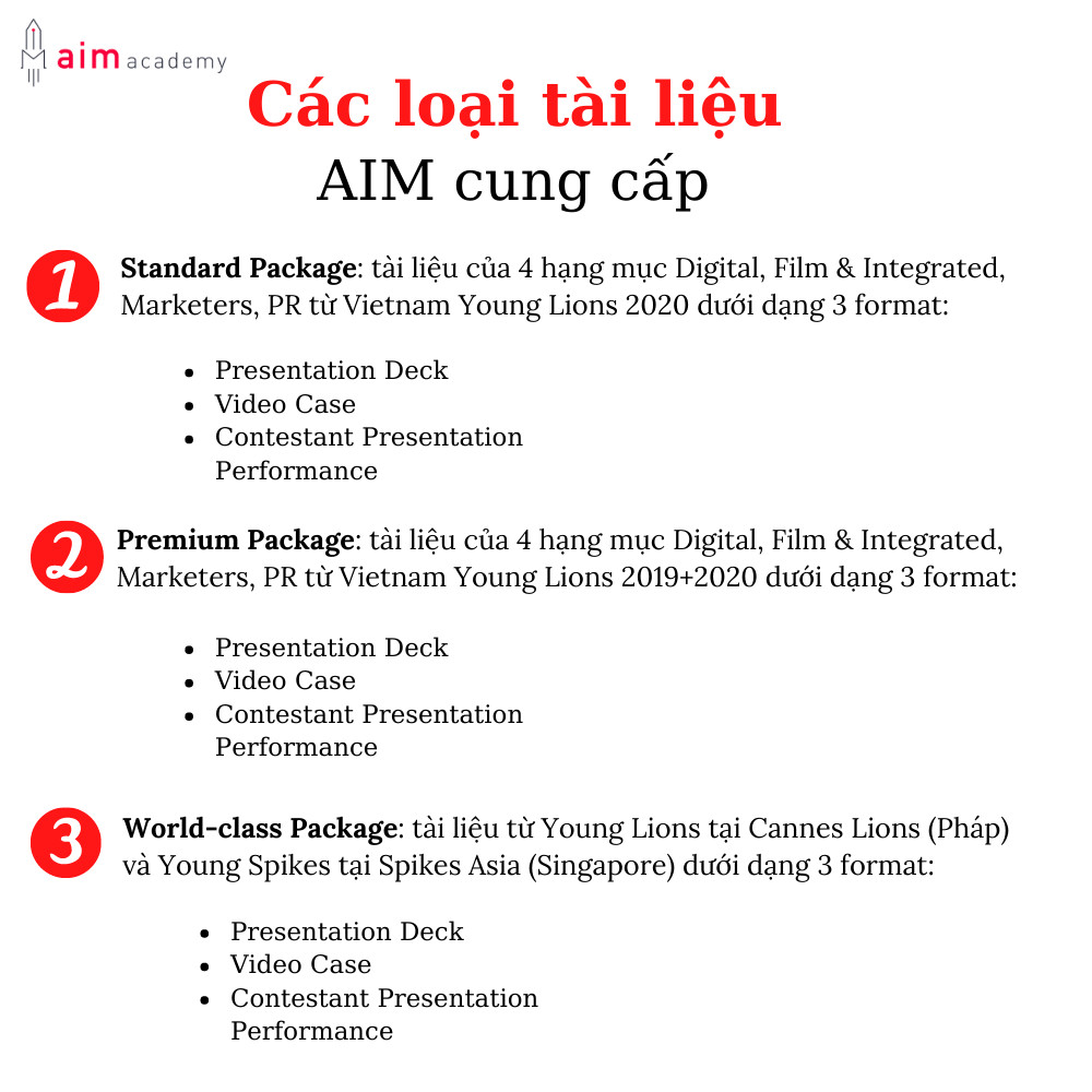 Tài Liệu Marketing - Gói Standard - Bài Thi Vietnam Young Lions 2020 - Video Case - Hạng Mục Marketers- Chuẩn quốc tế - Học mọi nơi  - VYLVC11 - Khóa học online [Độc Quyền AIM ACADEMY]