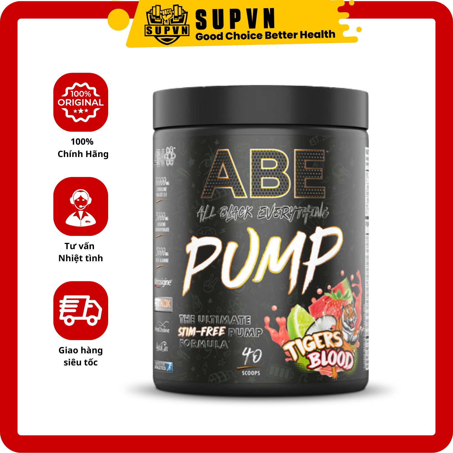 Abe Pump Pre Workout (40 Serving - 500gram) Applied Nutrition - Hỗ Trợ Tăng Sức Mạnh Sức Bền Và Năng Lượng Tập Luyện Khô