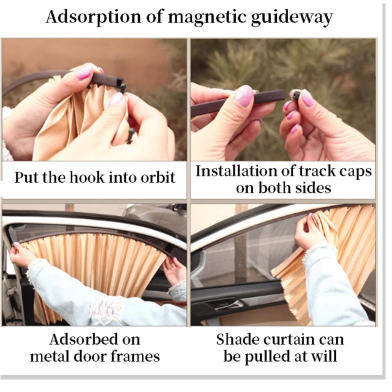 Rèm che nắng ô tô Hyundai Santafe Vải lụa mềm gắn nam châm Cao Cấp