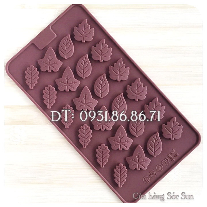 Khuôn silicon 24 chiếc lá hoa hồng – Mã số 1448