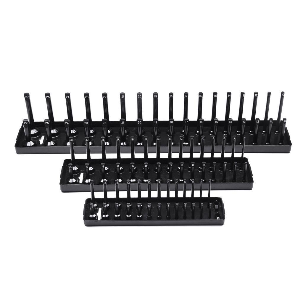 3pc/set Metric Socket Tray Rack Holder Storage Tool Organizer 1/4