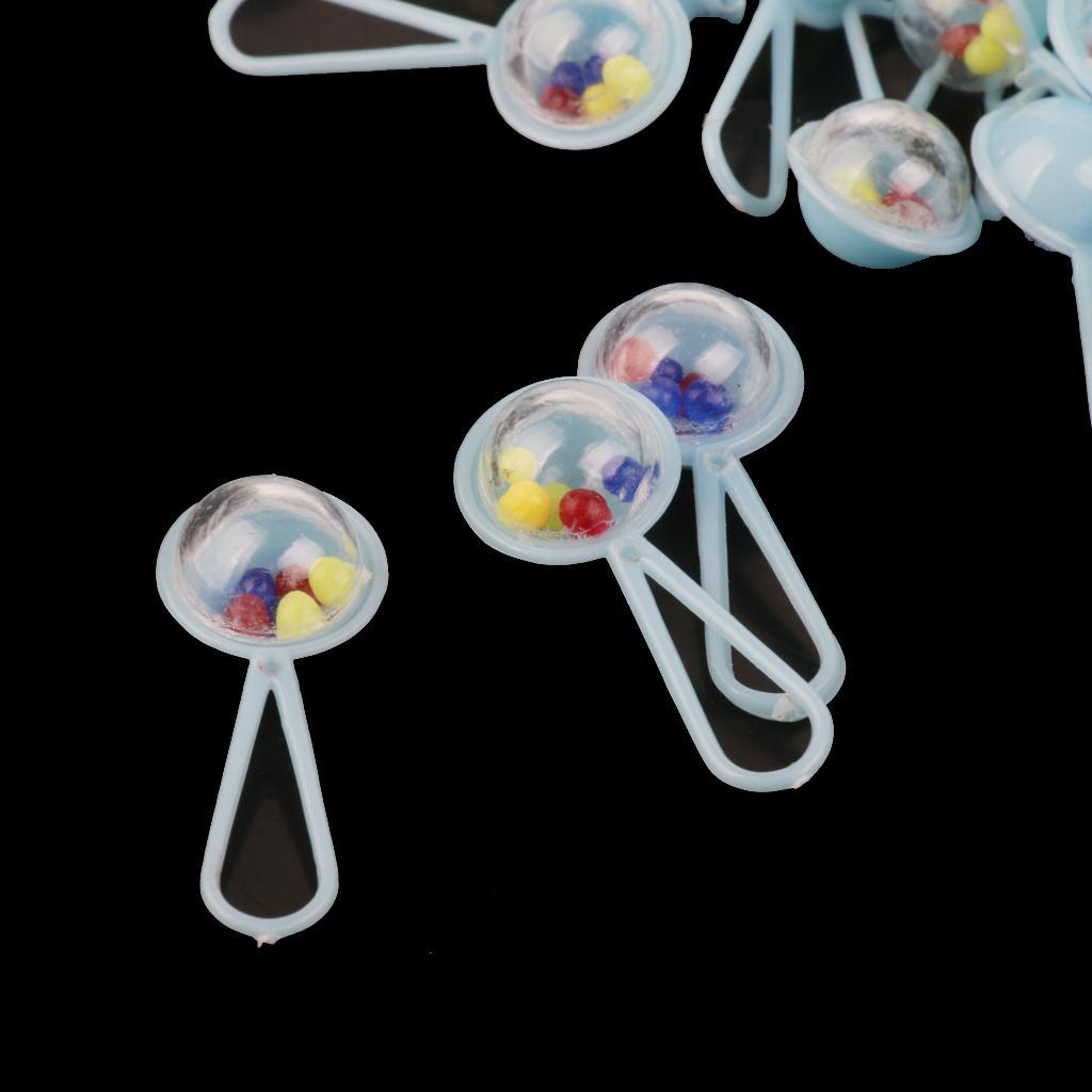 4xMini Rattles Baby Shower Favors Party Decor Gift Favor 50pcs Blue
