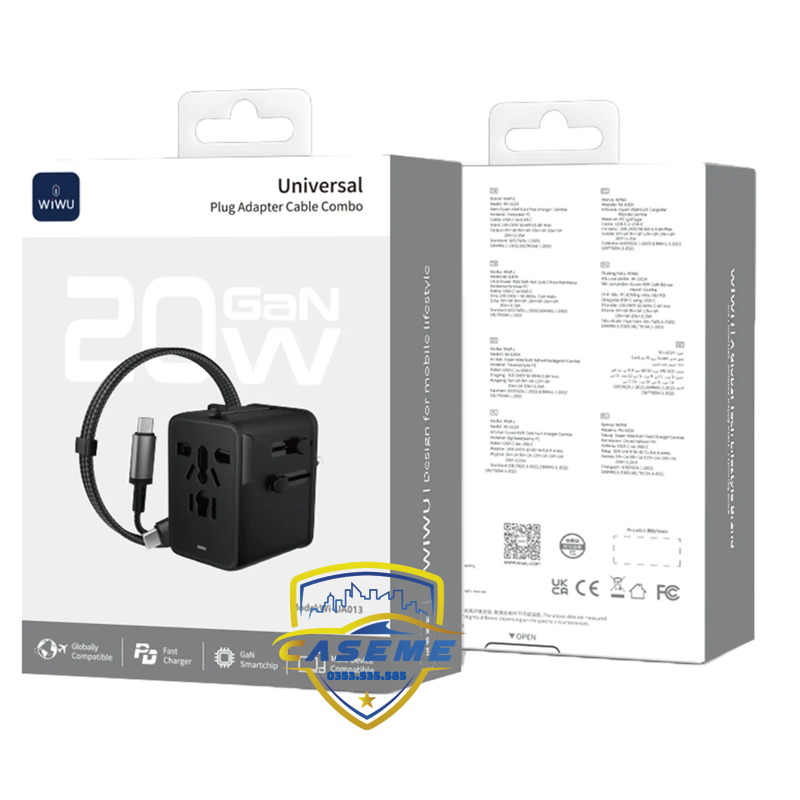 Bộ chuyển đổi nguồn đa năng Wi WU 20W kèm cáp USB C cao cấp - Hàng Chính Hãng