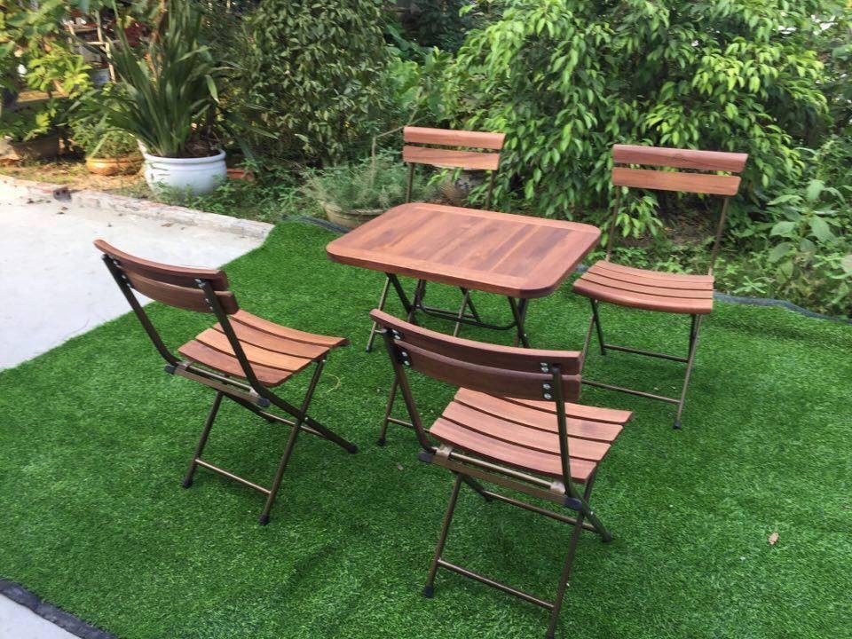 Bàn ghế gỗ cafe sân vườn F031