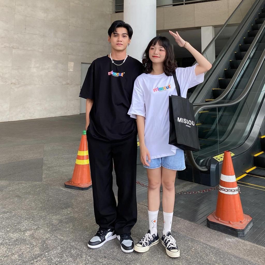 Áo thun COLORFUL TEE - Áo thun unisex form rộng tay lỡ MISSOUT chữ cầu vồng || Hany Shop