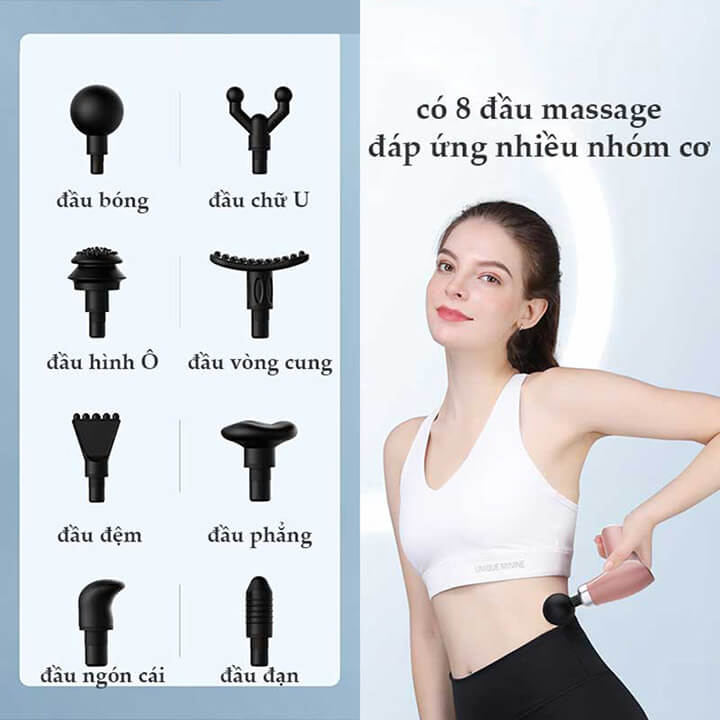 Máy massage cầm tay 8 đầu đấm lưng mát xa cổ vai gáy đa năng giảm đau nhức mệt mỏi, súng matxa toàn thân