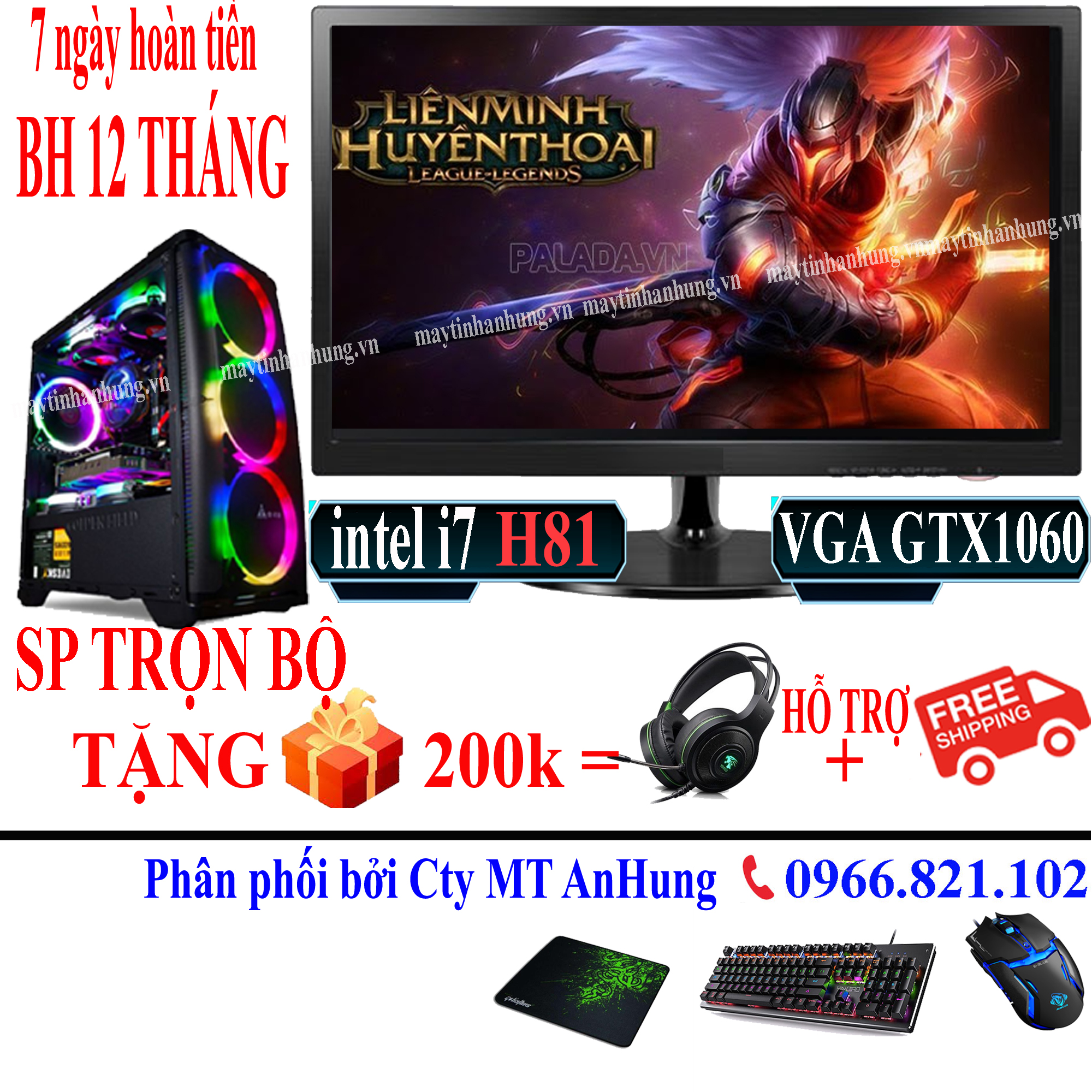 Bộ máy tính để bàn Vlimited chuyên Game cấu hình cao vga rời sản phẩm trọn bộ - Hàng chính hãng