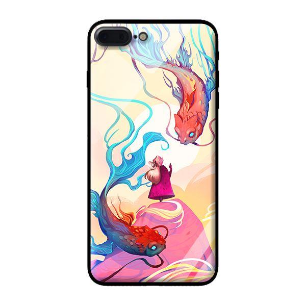 Ốp kính cường lực cho iPhone 8 Plus Cặp Cá Chép - Hàng chính hãng