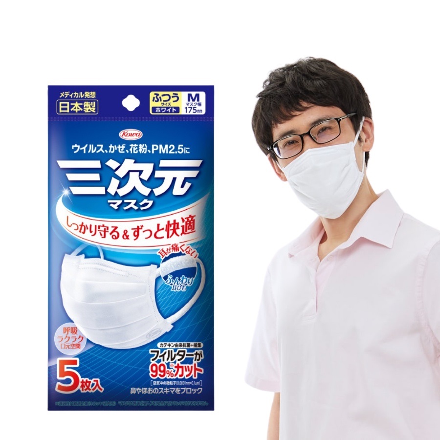 Gói 5 Khẩu Trang Y Tế Kháng Khuẩn Kowa Thiết Kế 3D - Size M