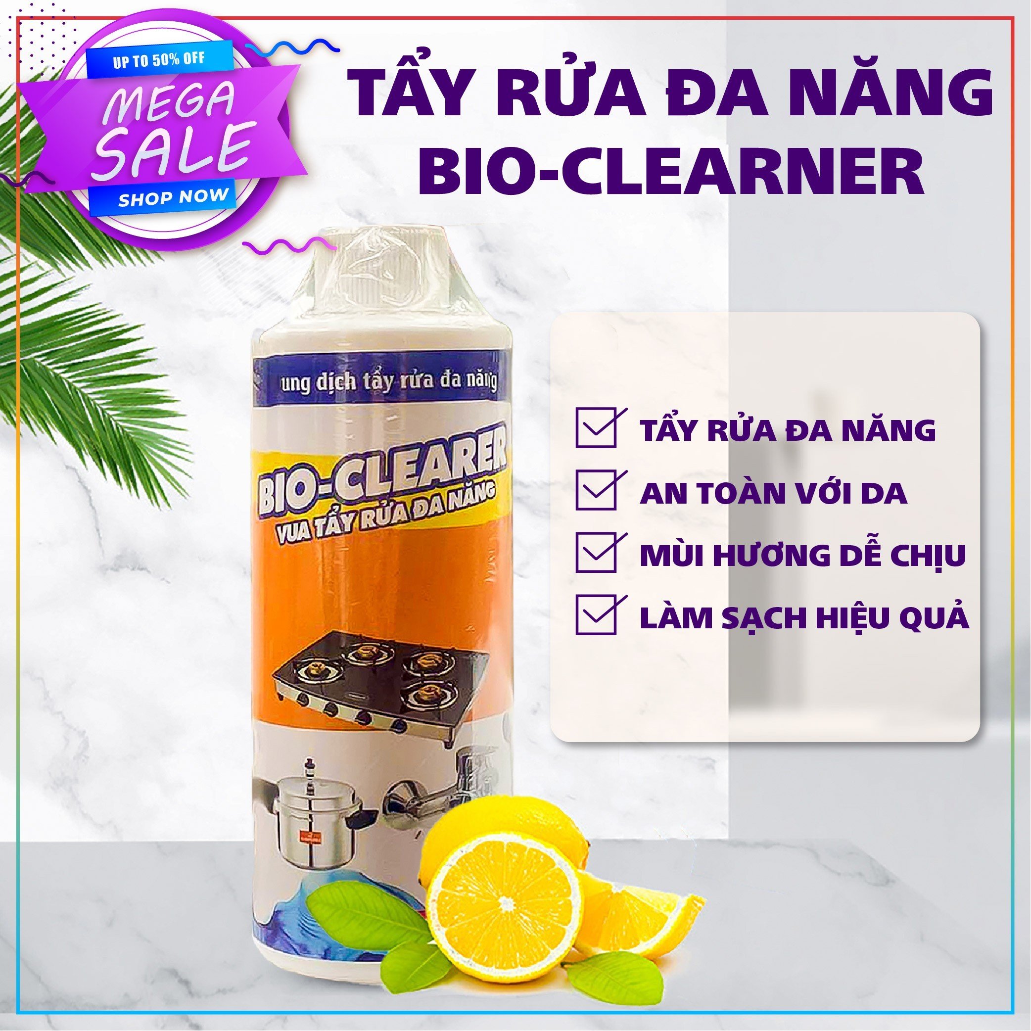 Tẩy rửa đa năng Bio-Clearner - Tẩy nhà bếp, mảng bám, rỉ sét, inox, gạch men -An toàn, không hại da tay