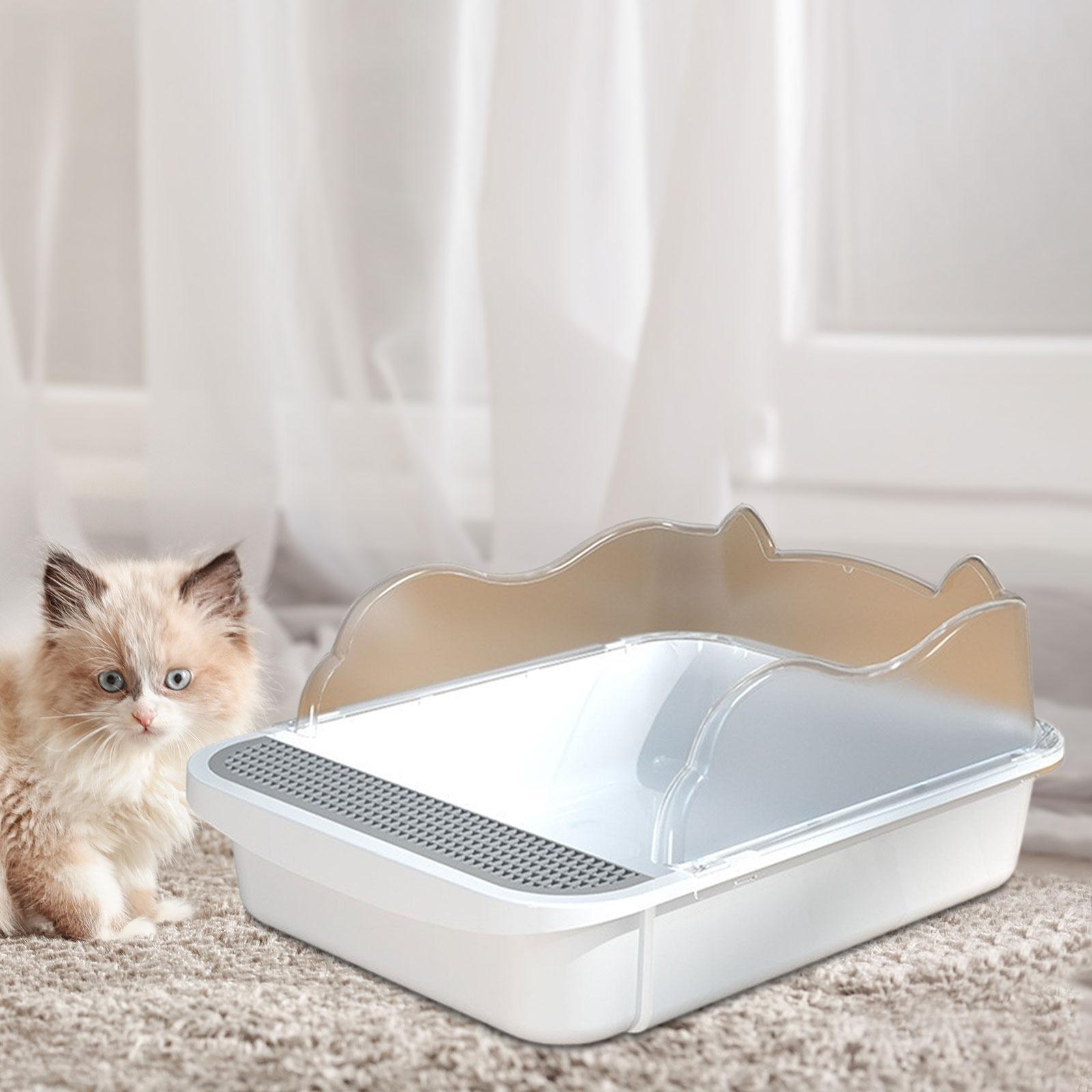 Cat Litter Box for Indoor Cats Semi Enclosed Cat Sand Box Kitty Litter Pan