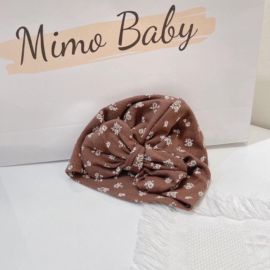 Mũ nón turban nâu hoa nhí đáng yêu cho bé 6-10kg Mimo Baby MTB73